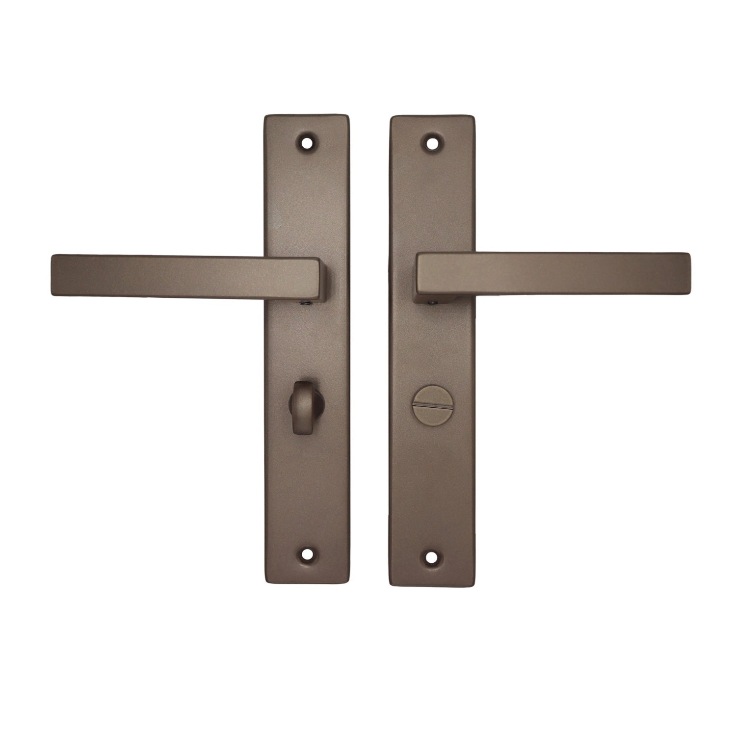 Griff Meister | Deurkruk Fortis | Brons | Op schild | WC63/8 | Toilet - Deurbeslag-expert