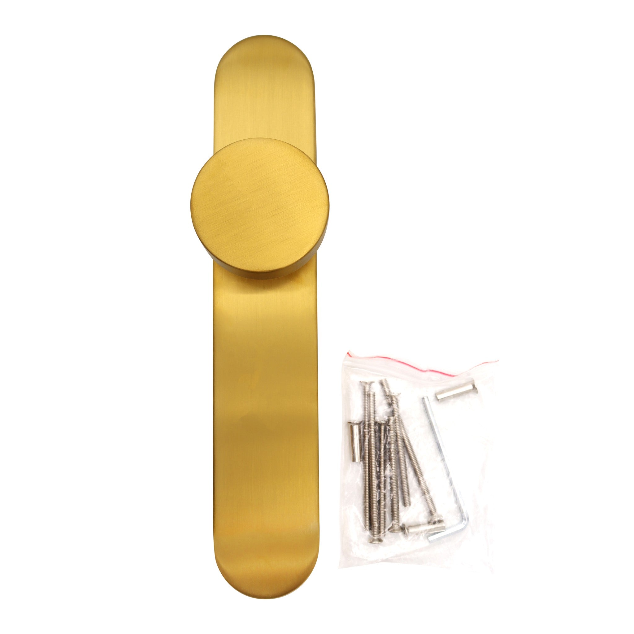 Griff Meister deurknop op ovaal schild 245x45x10mm - goud PVD - blind (detailweergave)