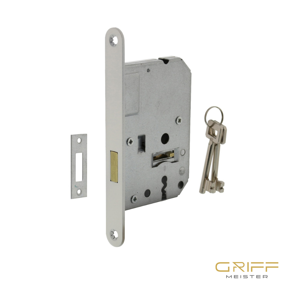 Griff Meister | Woningbouw klavier kastslot 55mm | Witte voorplaat - Deurbeslag-expert