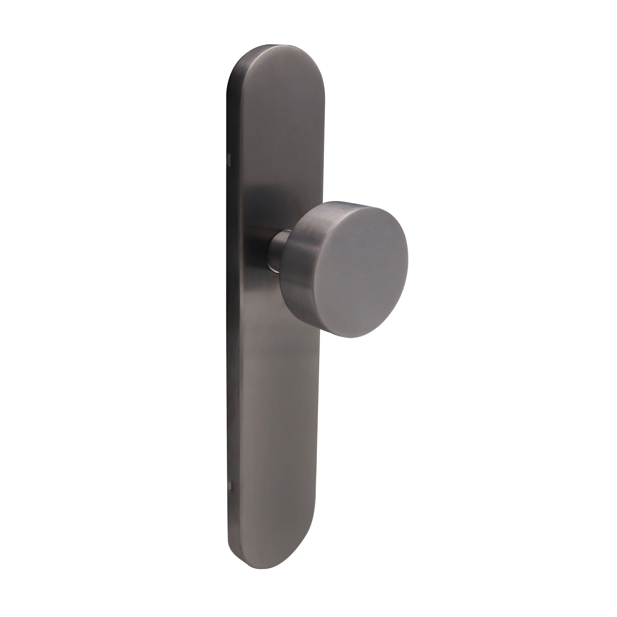 Griff Meister deurknop op ovaal schild 245x45x10mm - gunmetal - blind