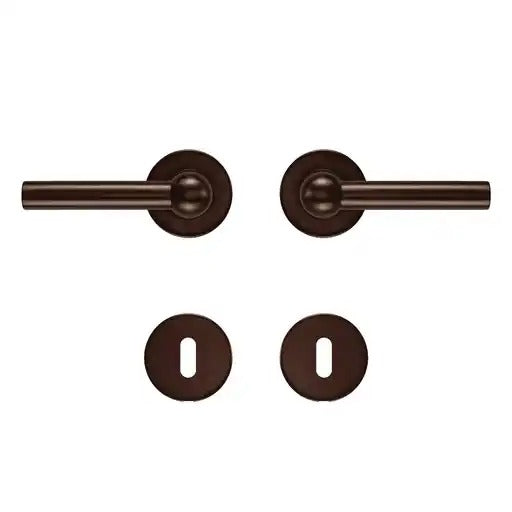 HDD Pro DEURKRUK PRO RAILY L+L MAT BRONS op rond rozet - Deurbeslag-expert