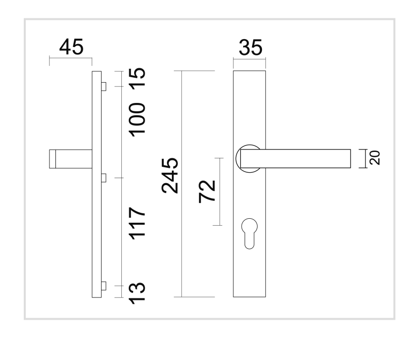 HDD Pro | Veiligheidsgarnituur | Rechthoek Kruk/kruk | Zwart Structuur UV | 72mm