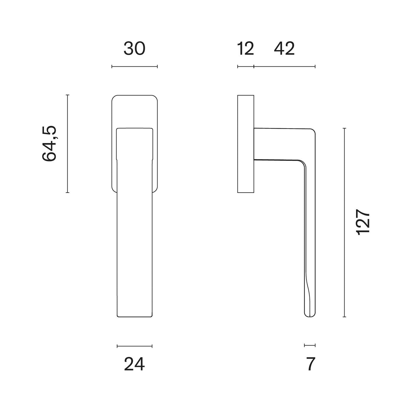 Technische tekening Stile Hira raamkruk