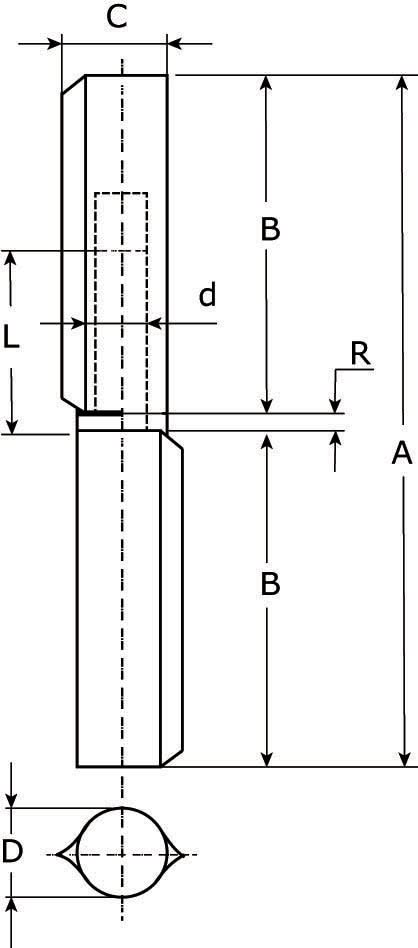 Dulimex DX aanlaspaumelle 60 x 10 mm technische tekening met maatvoering