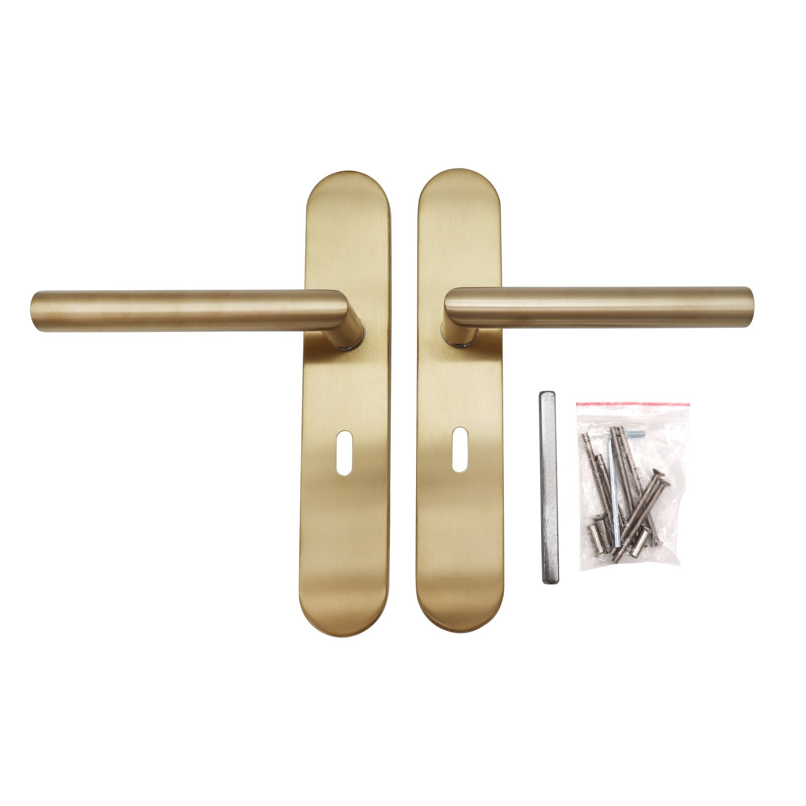Griff Meister | Deurkruk Cornisa | Champagne PVD | Op ovaal schild | Sleutel 56mm