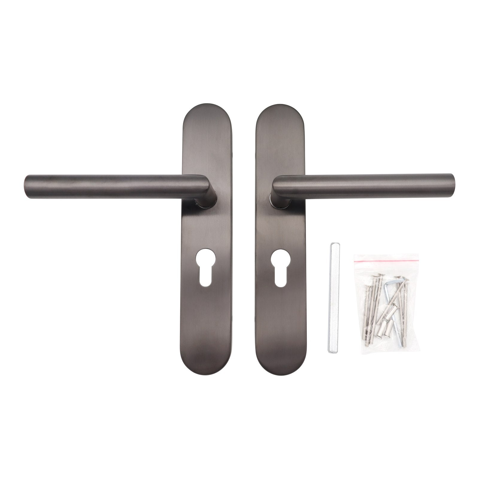 Griff Meister | Deurkruk Cornisa | Gunmetal | Op ovaal schild | PC55