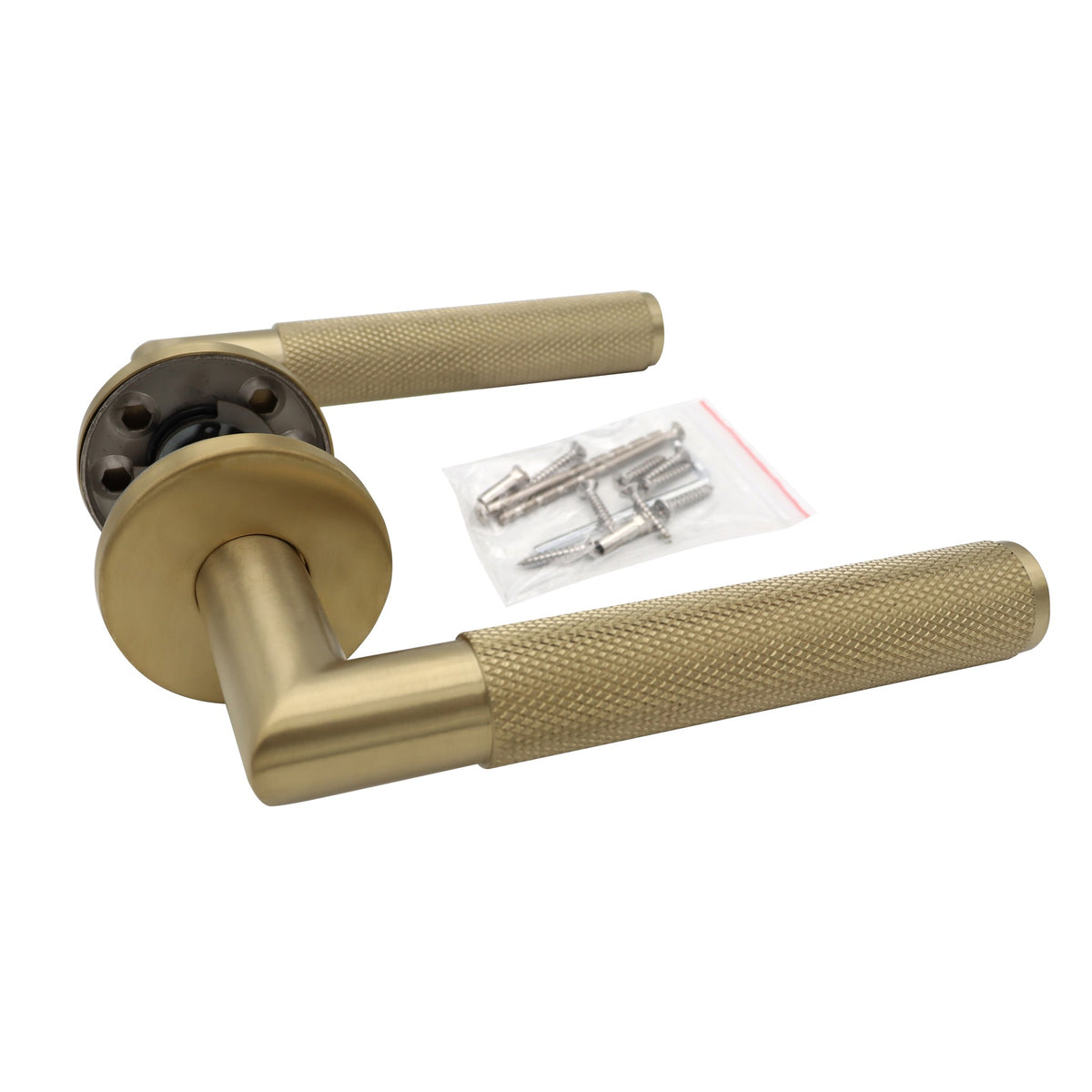 Griff Meister deurkruk Montaro 53mm ronde rozet 6mm dik Champagne PVD – detailweergave