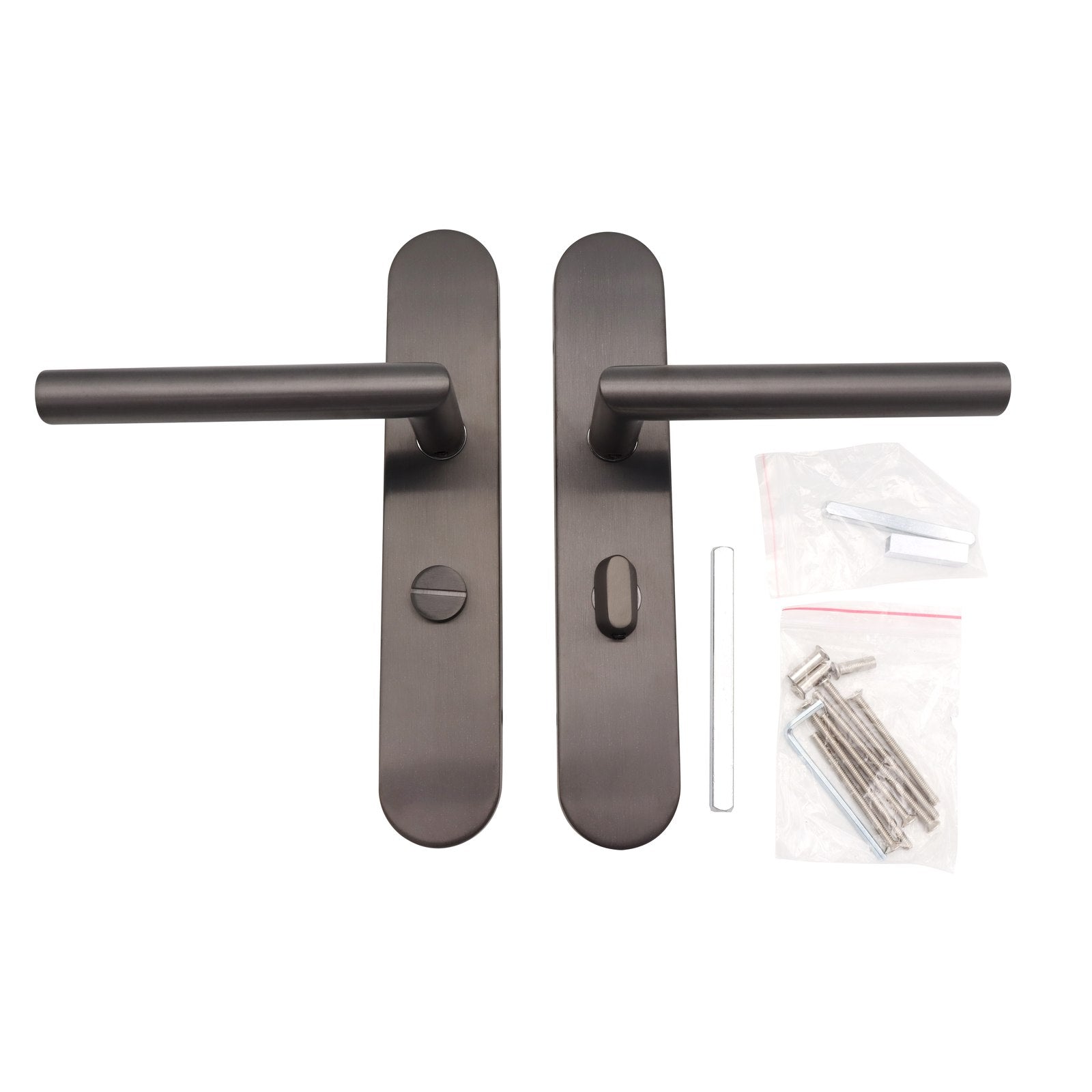 Griff Meister | Deurkruk Cornisa | Gunmetal | Op ovaal schild | WC63/8 | Toilet