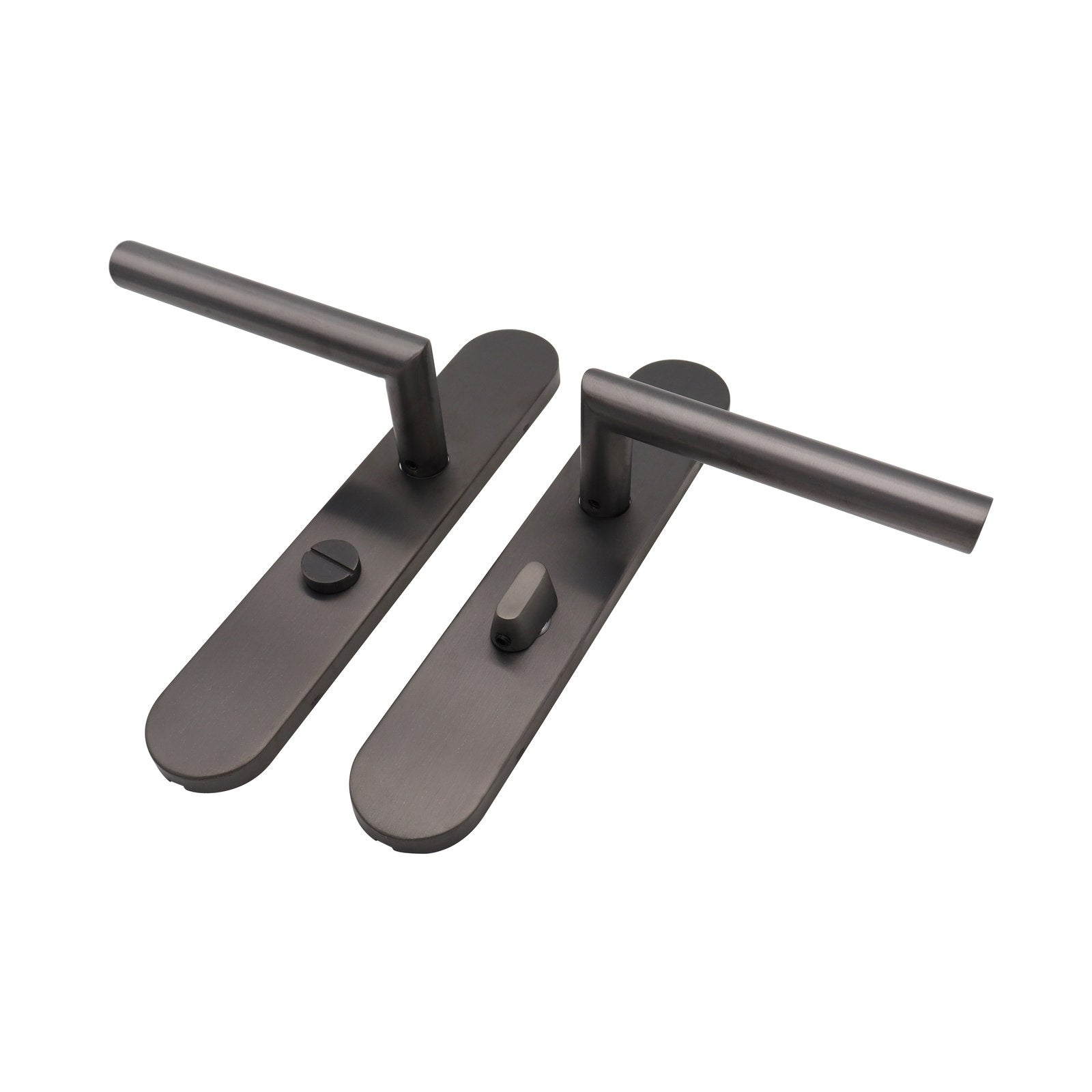 Griff Meister | Deurkruk Cornisa | Gunmetal | Op ovaal schild | WC63/8 | Toilet