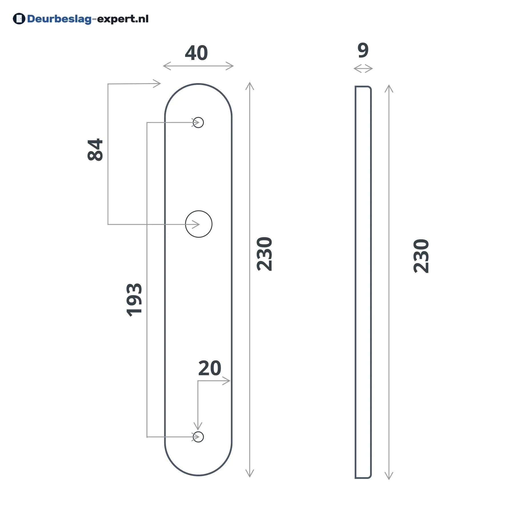 Impresso London Mat zwart op Ovaal schild met schroeven Blind 1