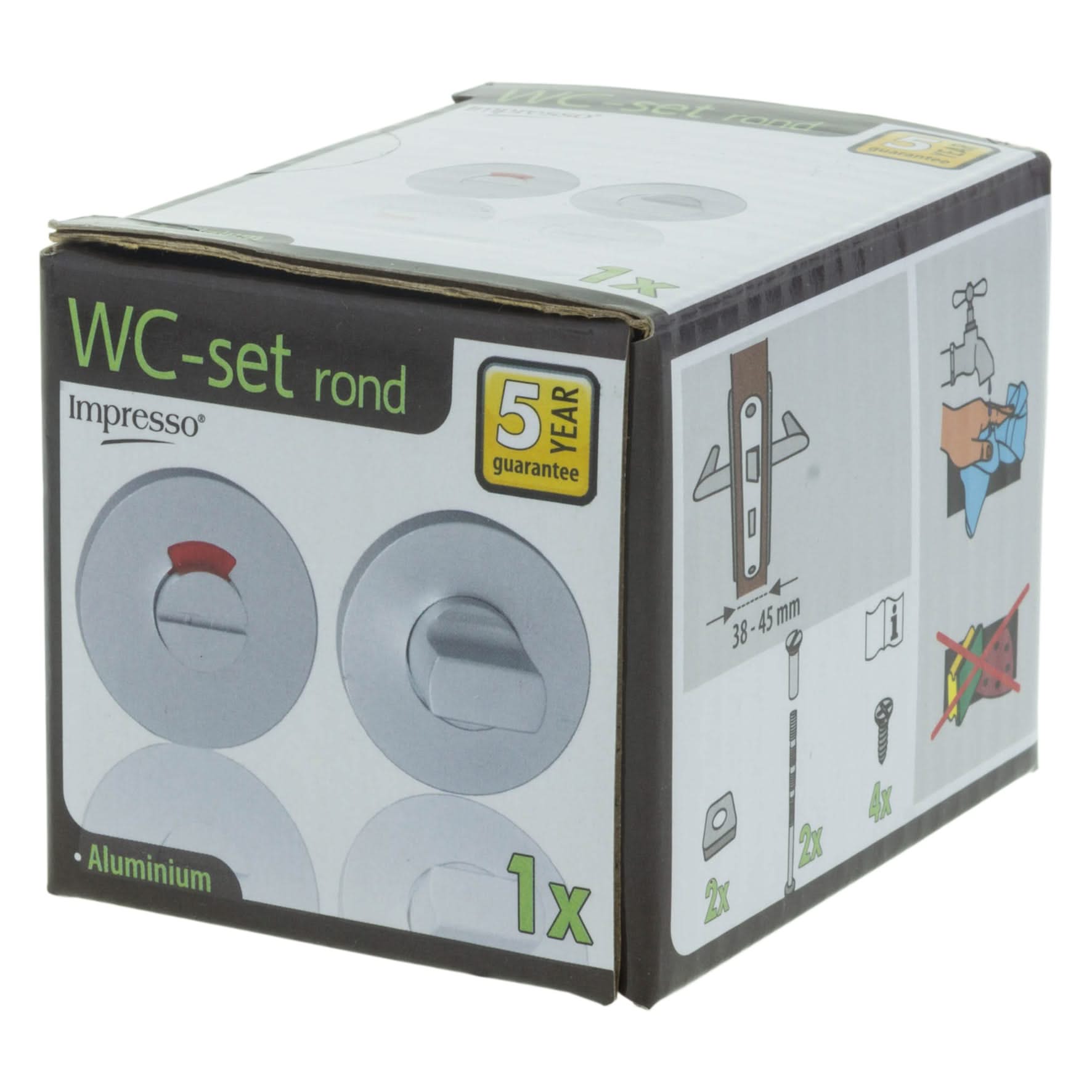 Impresso rond rozet Badkamer Toiletsluiting Aluminium F1 15