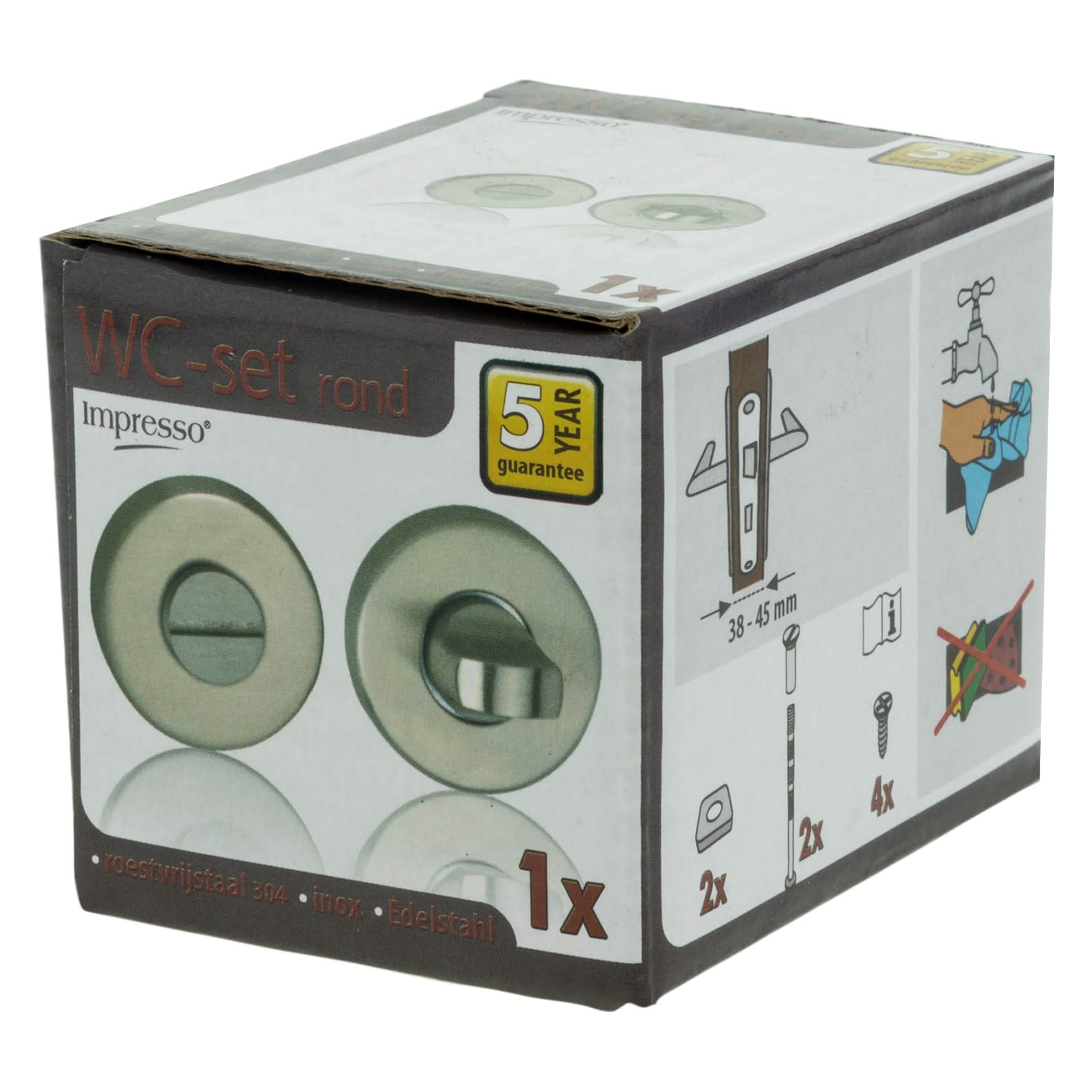 Impresso rond rozet Badkamer Toiletsluiting RVS geborsteld 15