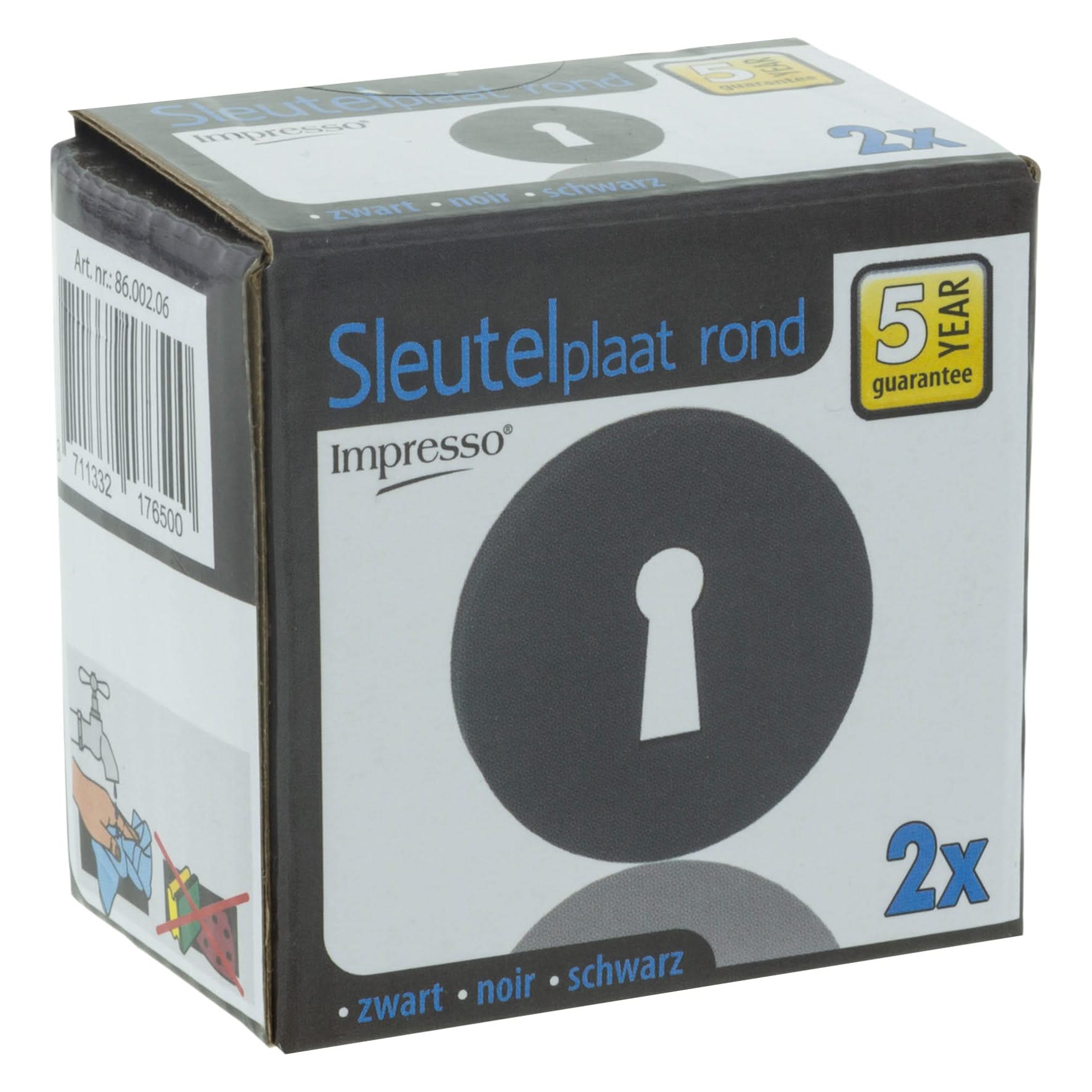 Impresso rond rozet Klaviersleutel Mat zwart 16