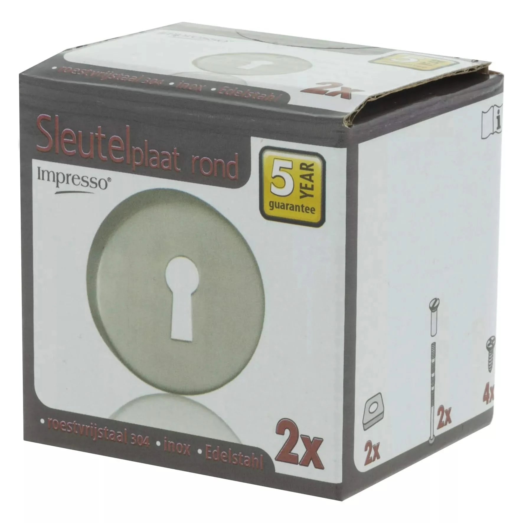 Impresso rond rozet Klaviersleutel RVS geborsteld 15