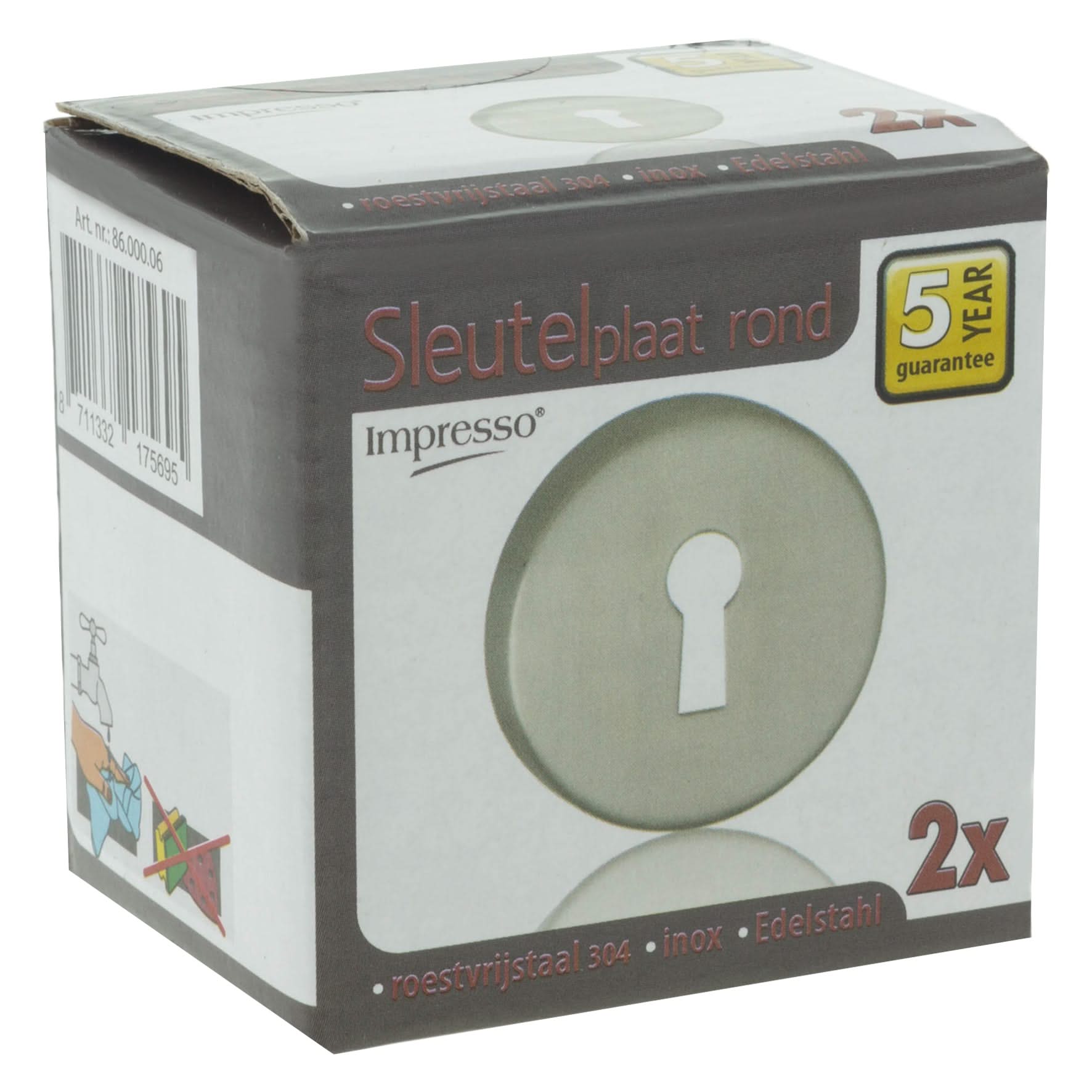 Impresso rond rozet Klaviersleutel RVS geborsteld 16