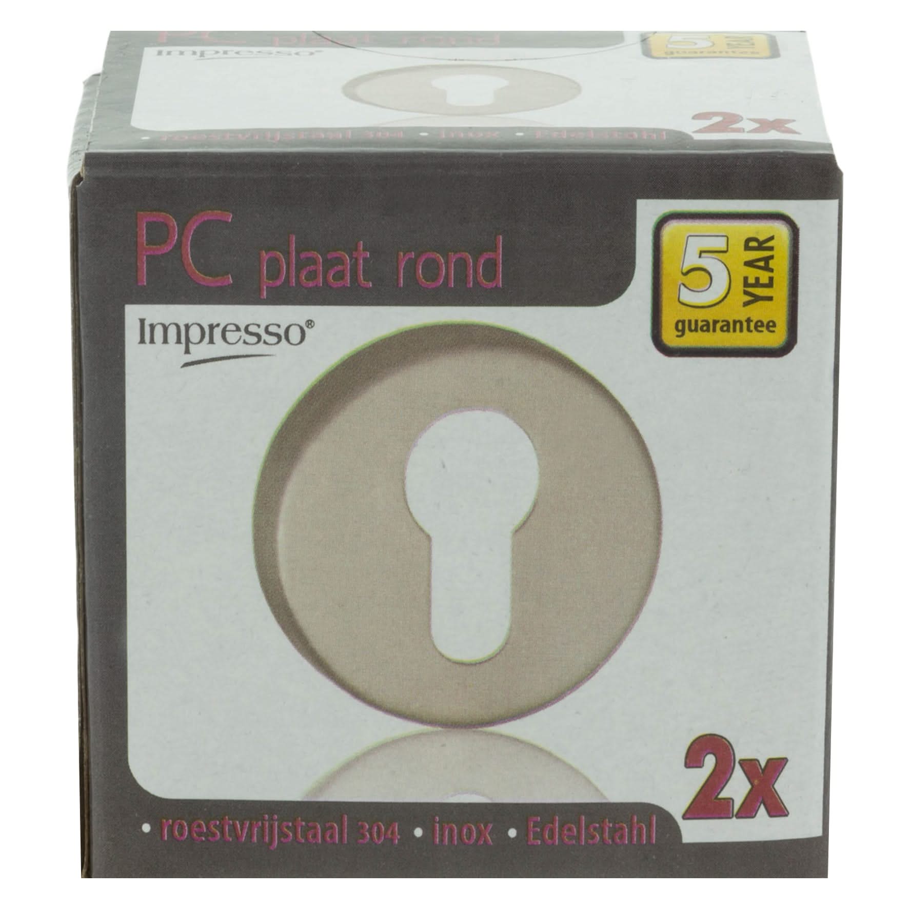 Impresso rond rozet Profielcilinder RVS geborsteld 14