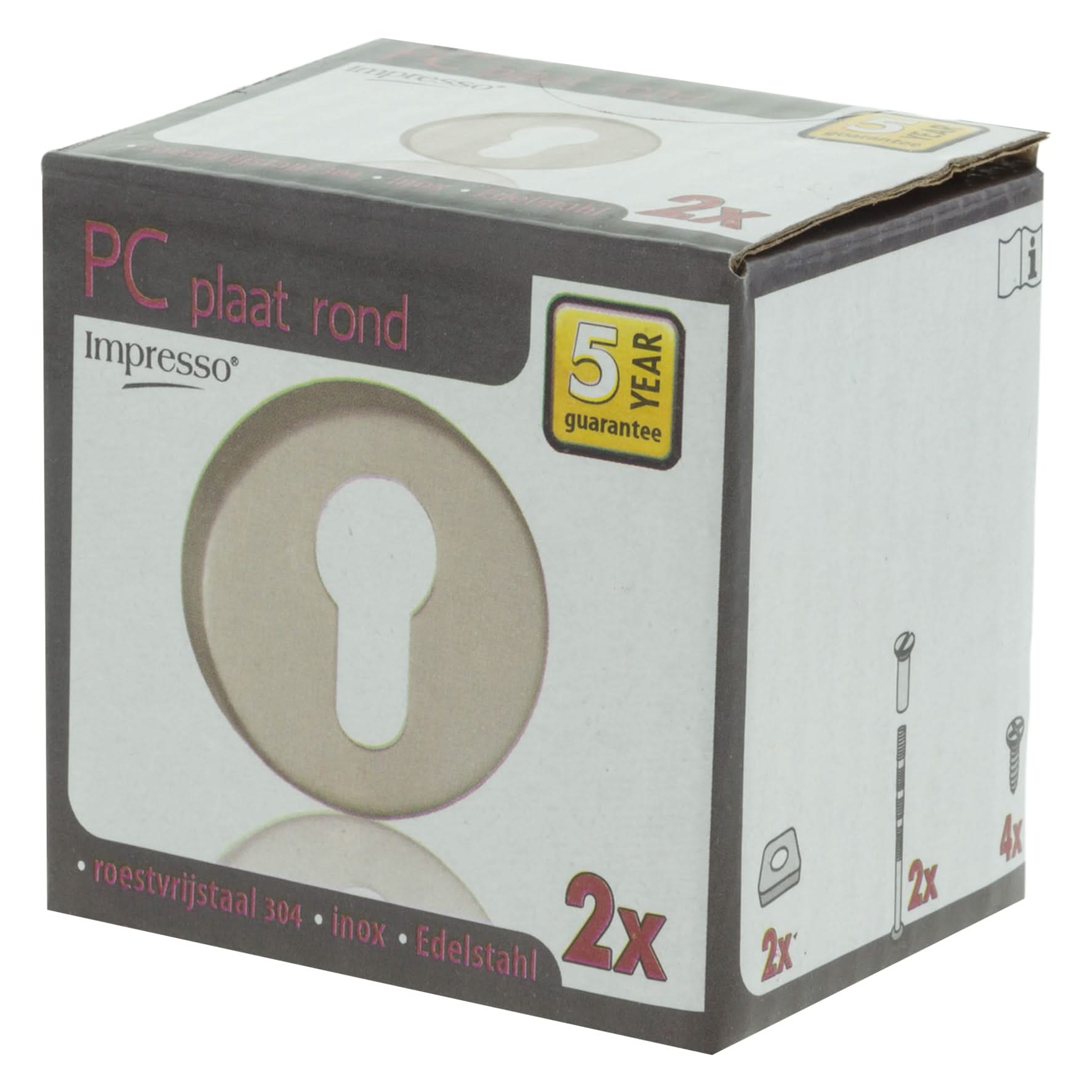 Impresso rond rozet Profielcilinder RVS geborsteld 15