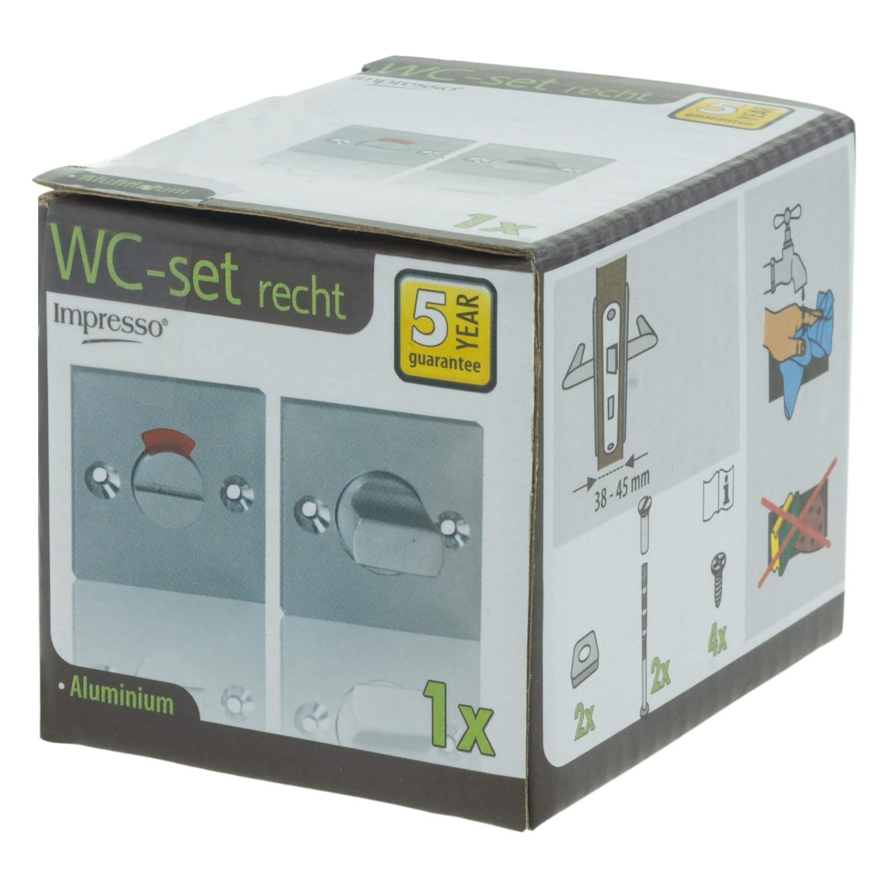 Impresso vierkant rozet Badkamer Toiletsluiting Aluminium F1 15