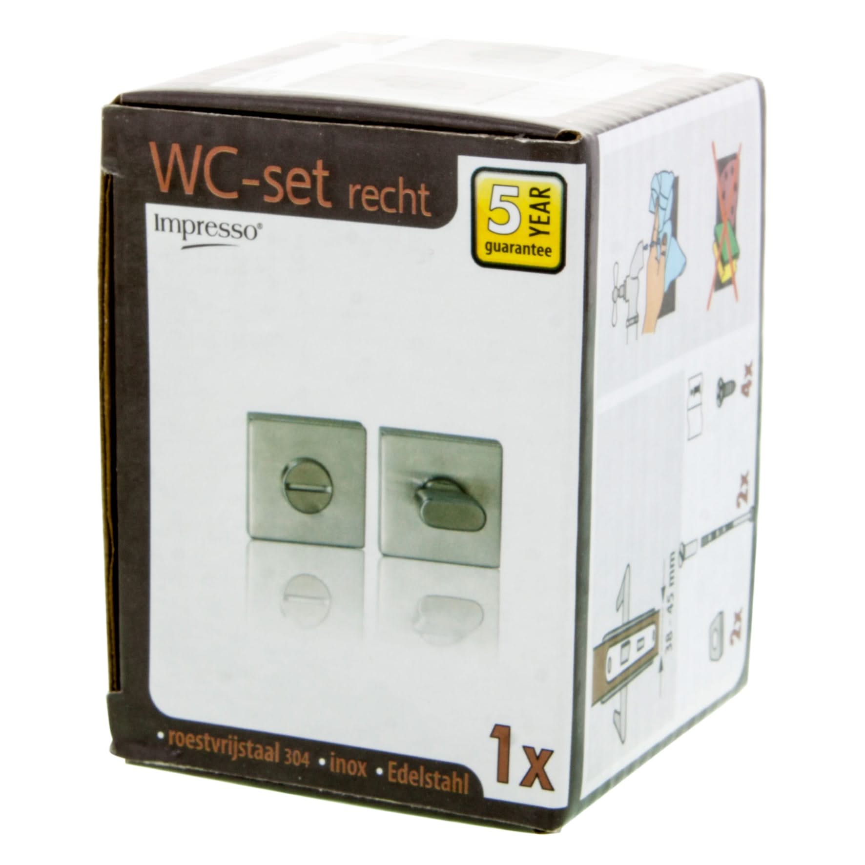 Impresso vierkant rozet Badkamer Toiletsluiting RVS geborsteld 15