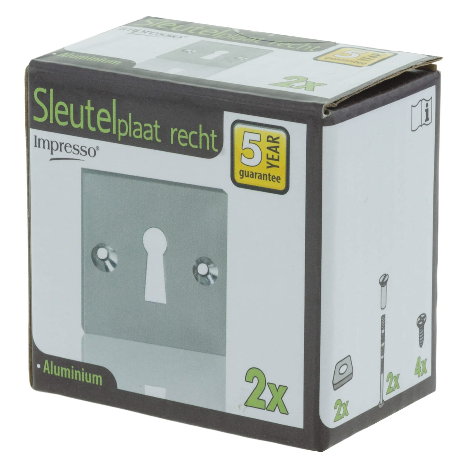 Impresso vierkant rozet Klaviersleutel Aluminium F1 15