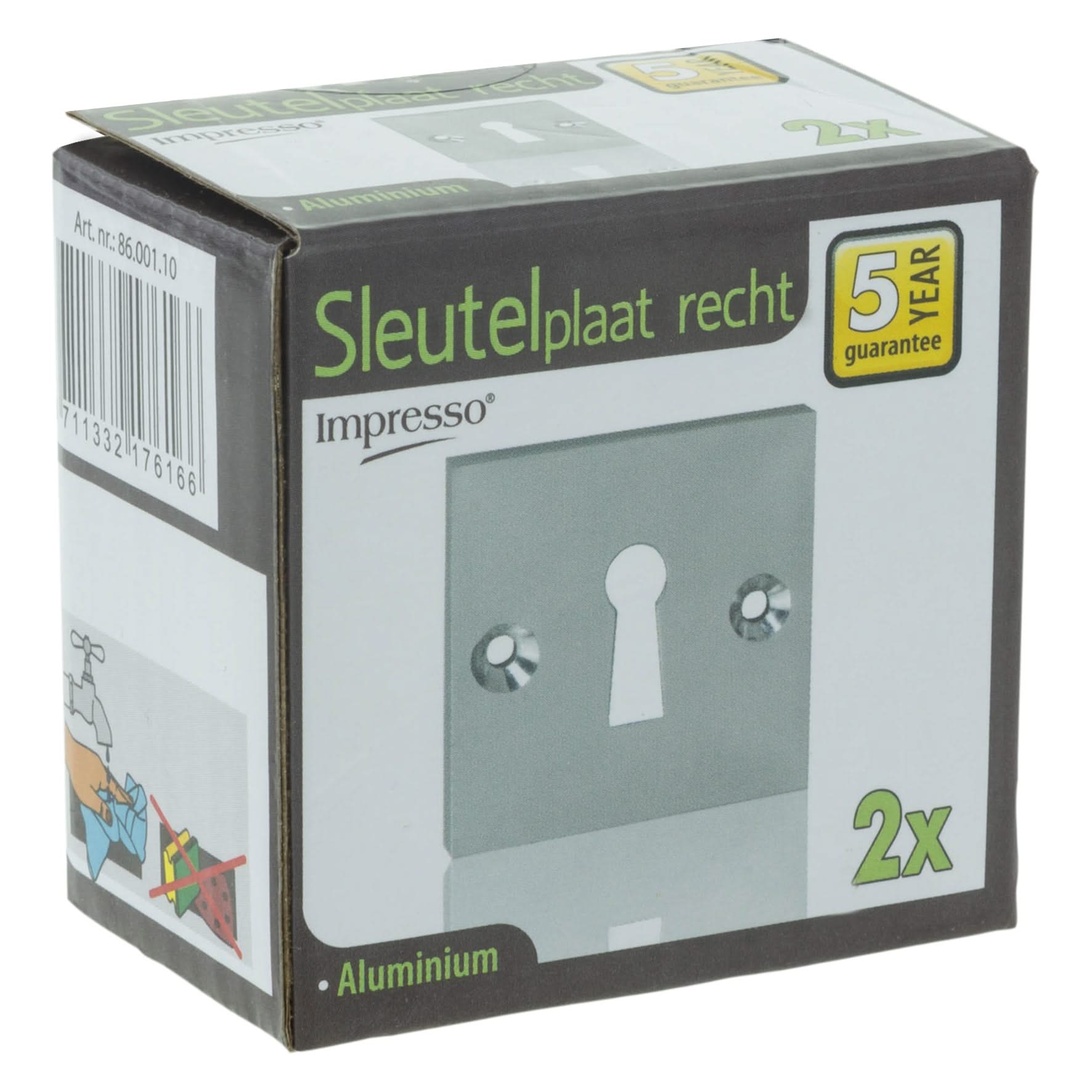 Impresso vierkant rozet Klaviersleutel Aluminium F1 16