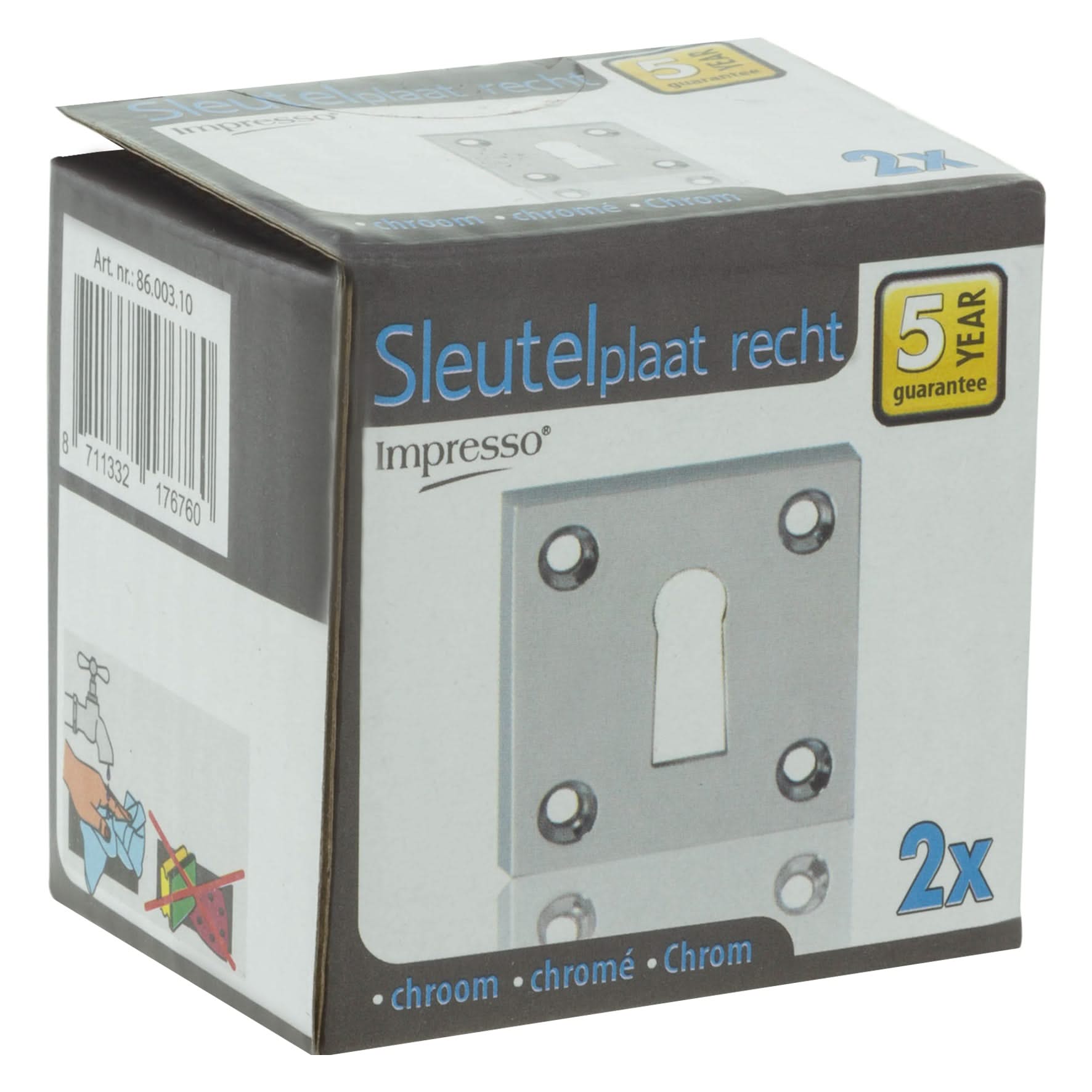 Impresso vierkant rozet Klaviersleutel Chroom 16