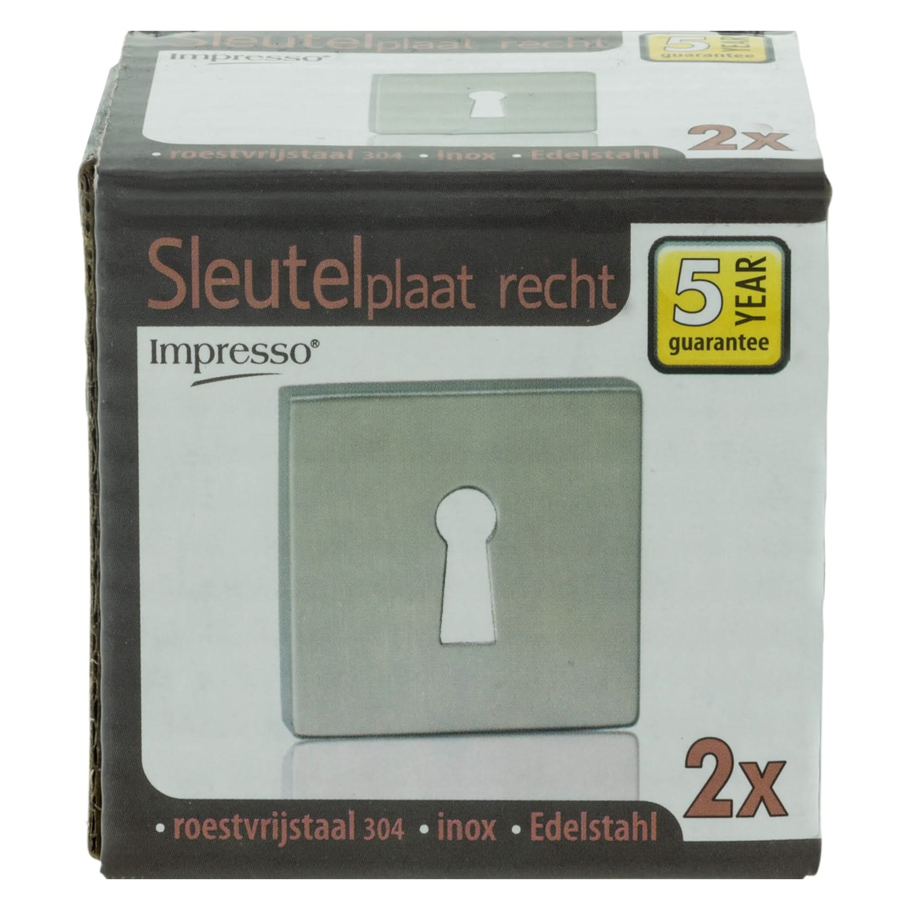 Impresso vierkant rozet Klaviersleutel RVS geborsteld 14