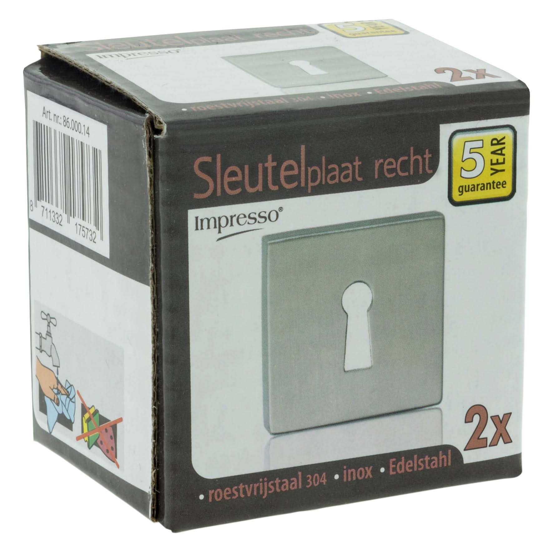 Impresso vierkant rozet Klaviersleutel RVS geborsteld 16