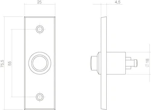 Intersteel Deurbel rechthoekig smal messing getrommeld 1