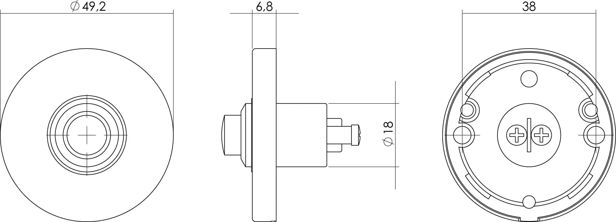 Intersteel Deurbel rond verdekt messing getrommeld 1