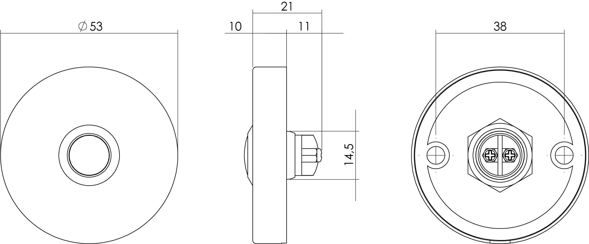 Intersteel Deurbel rond verdekt o53x10 rvs geborsteld 1