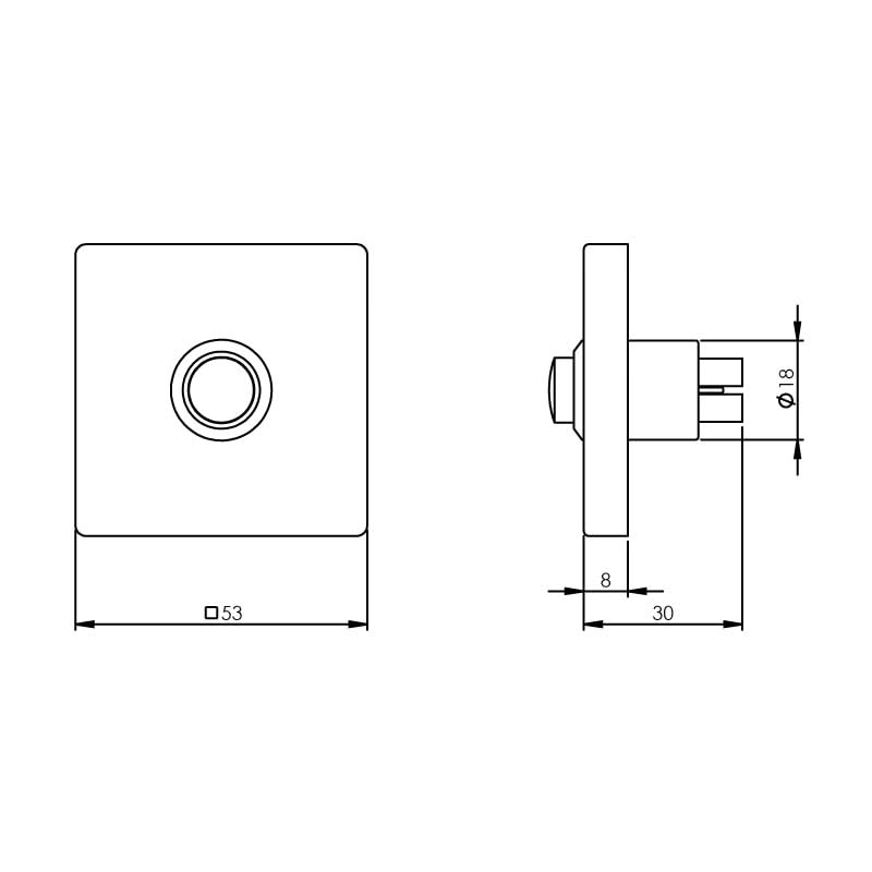 Intersteel Deurbel vierkant verdekt 53x53x8 rvs geborsteld 1