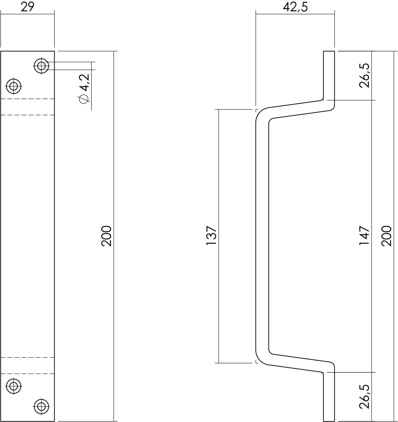 Intersteel Deurgreep 200 x 29 mm mat zwart 1