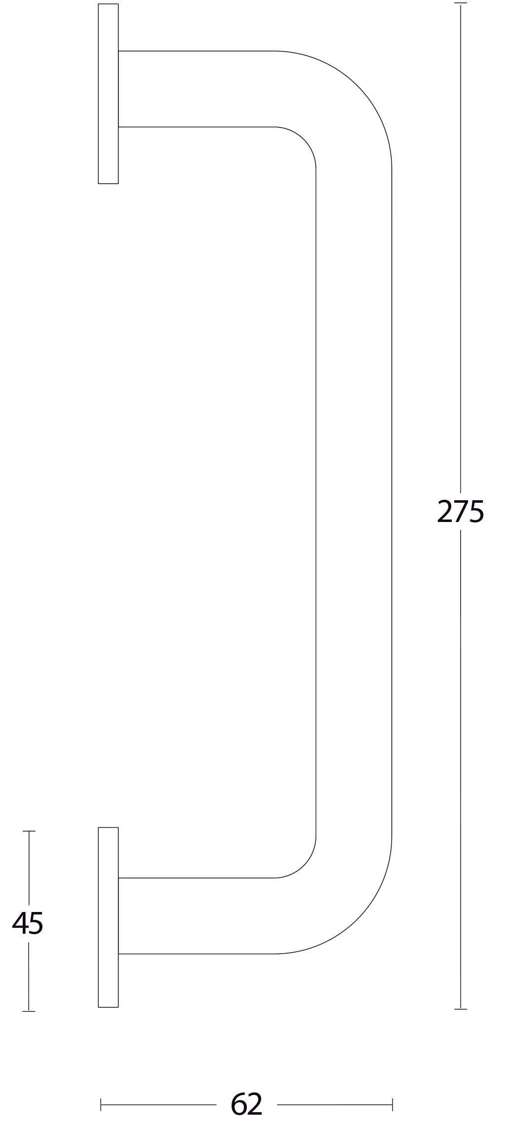 Intersteel Deurgreep op rond rozet 275 mm rvs geborsteld 1