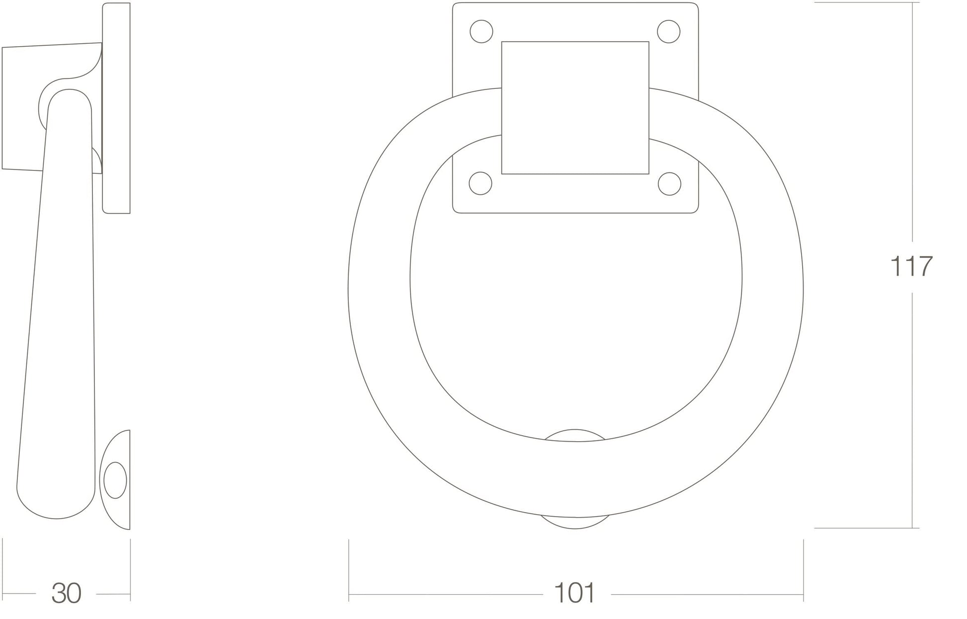 Intersteel Deurklopper rond 107mm messing ongelakt 1