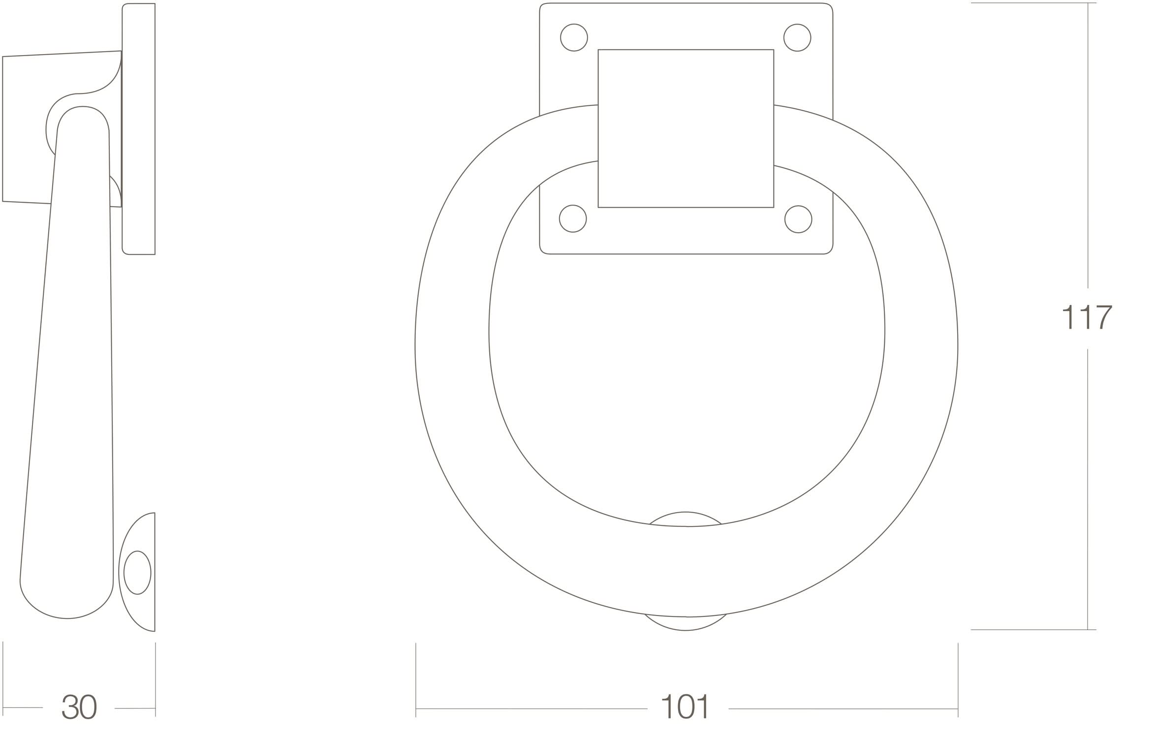 Intersteel Deurklopper rond 107mm messing ongelakt 1
