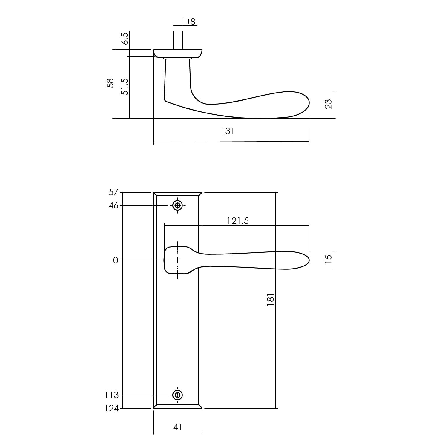 Intersteel Deurkruk Banaan met schild 181x41x7mm messing getrommeld Blind 1