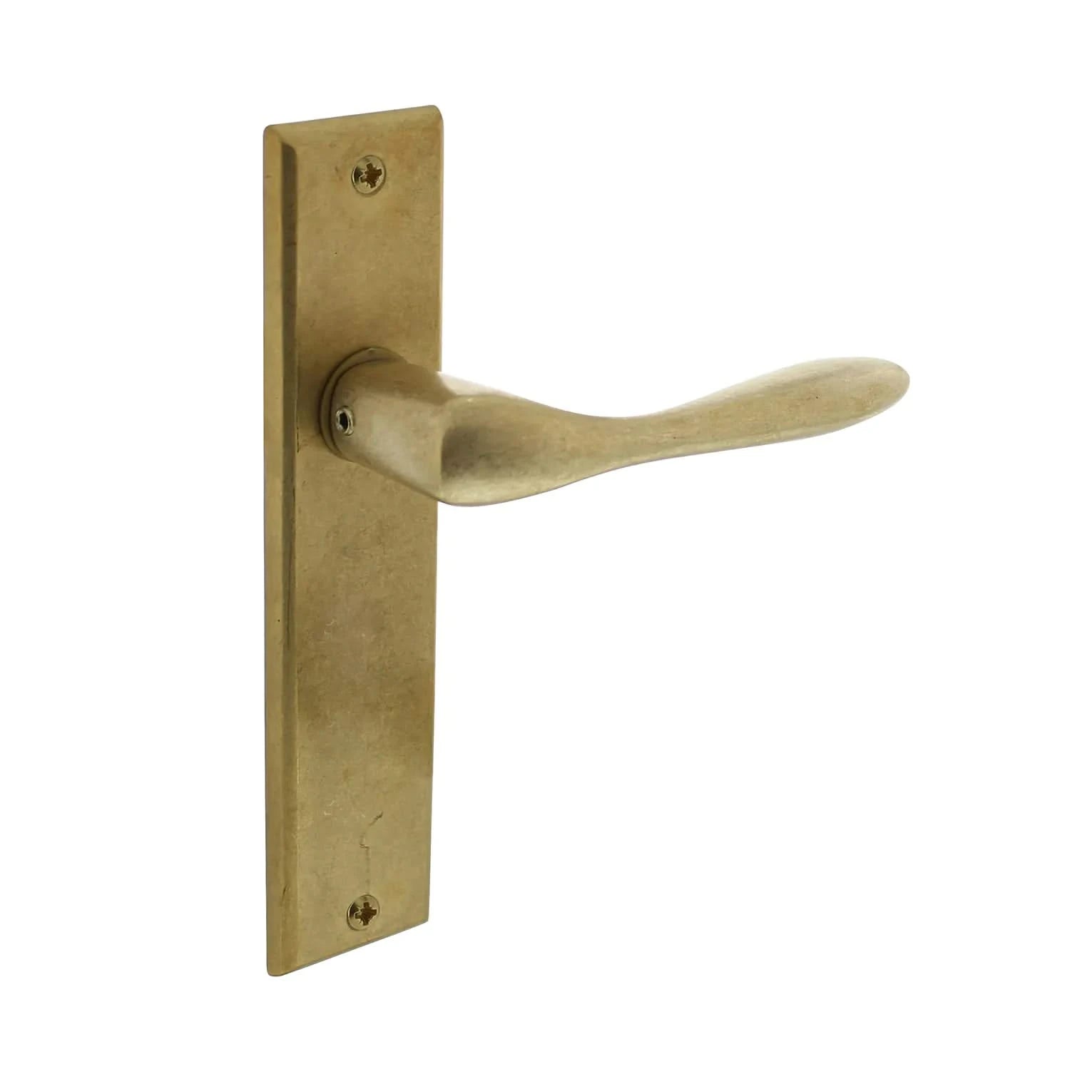 Intersteel Deurkruk Banaan met schild 181x41x7mm messing getrommeld Blind