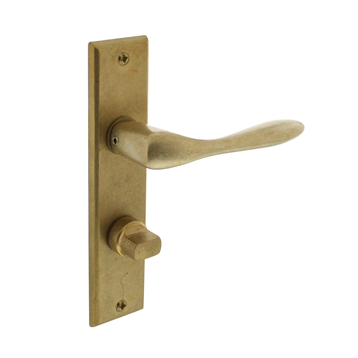 Intersteel Deurkruk Banaan met schild 181x41x7mm messing getrommeld - Deurbeslag-expert