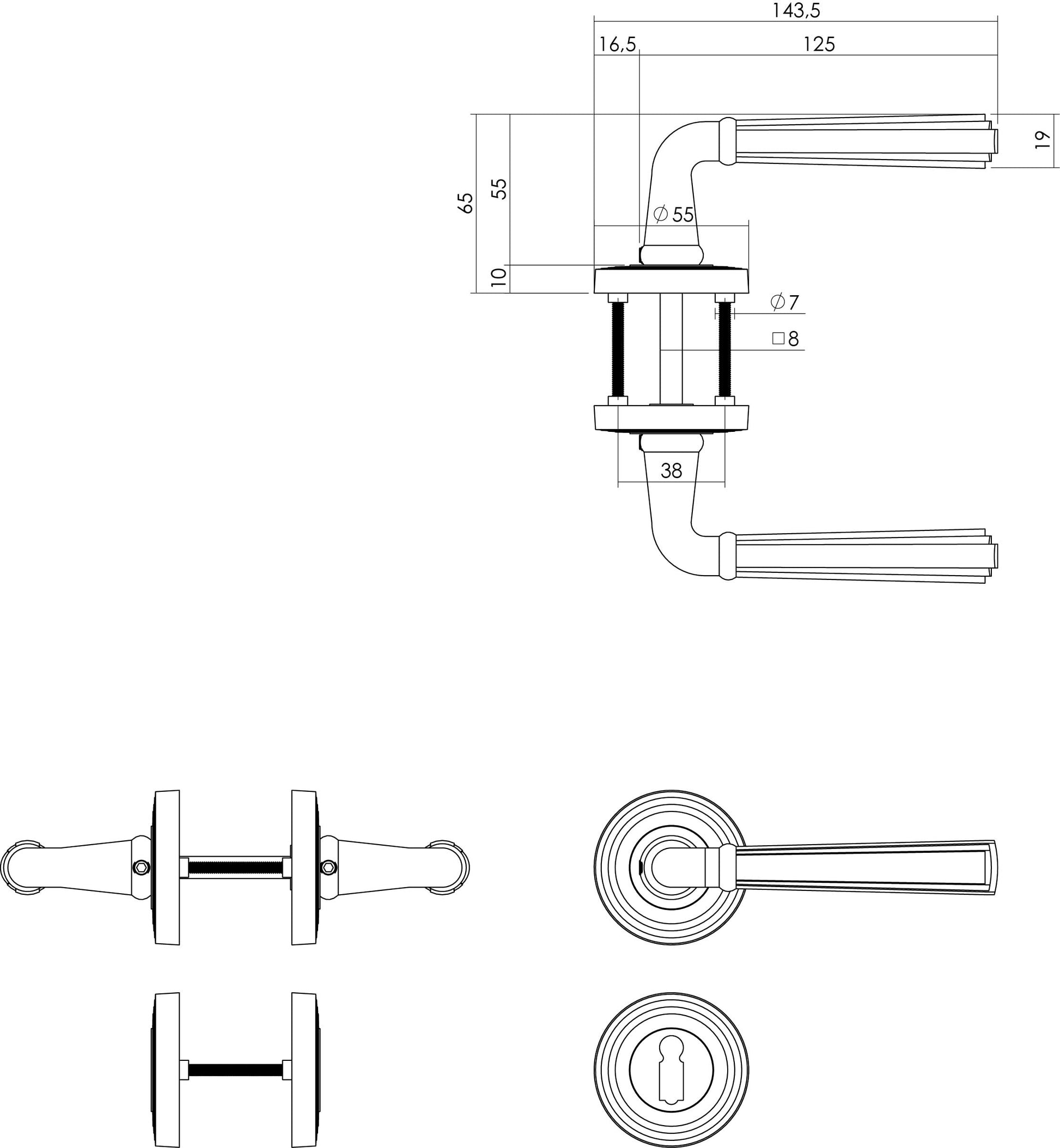 Intersteel Deurkruk Bellevue op rozet oud grijs 1