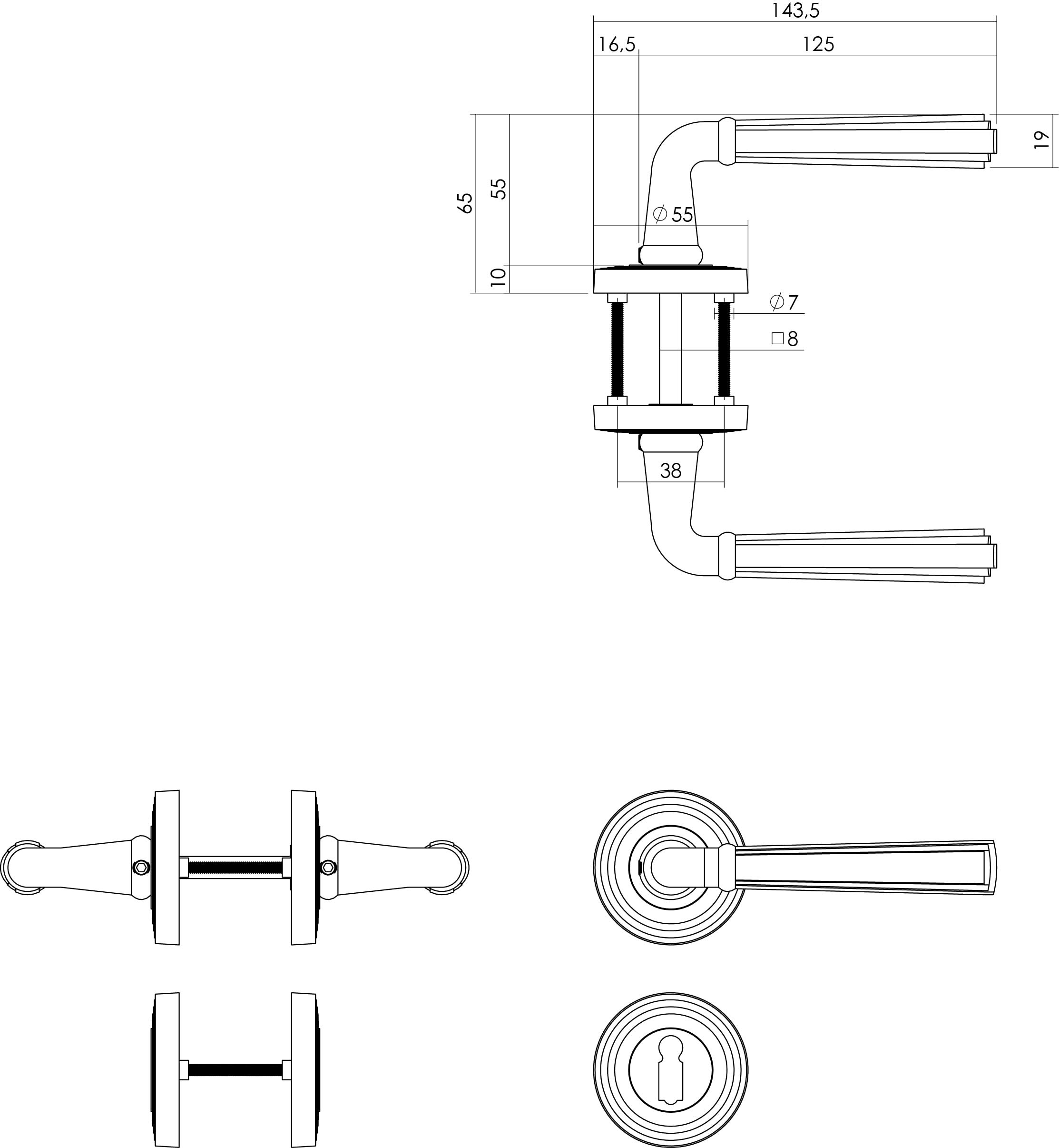 Intersteel Deurkruk Bellevue op rozet oud grijs 1