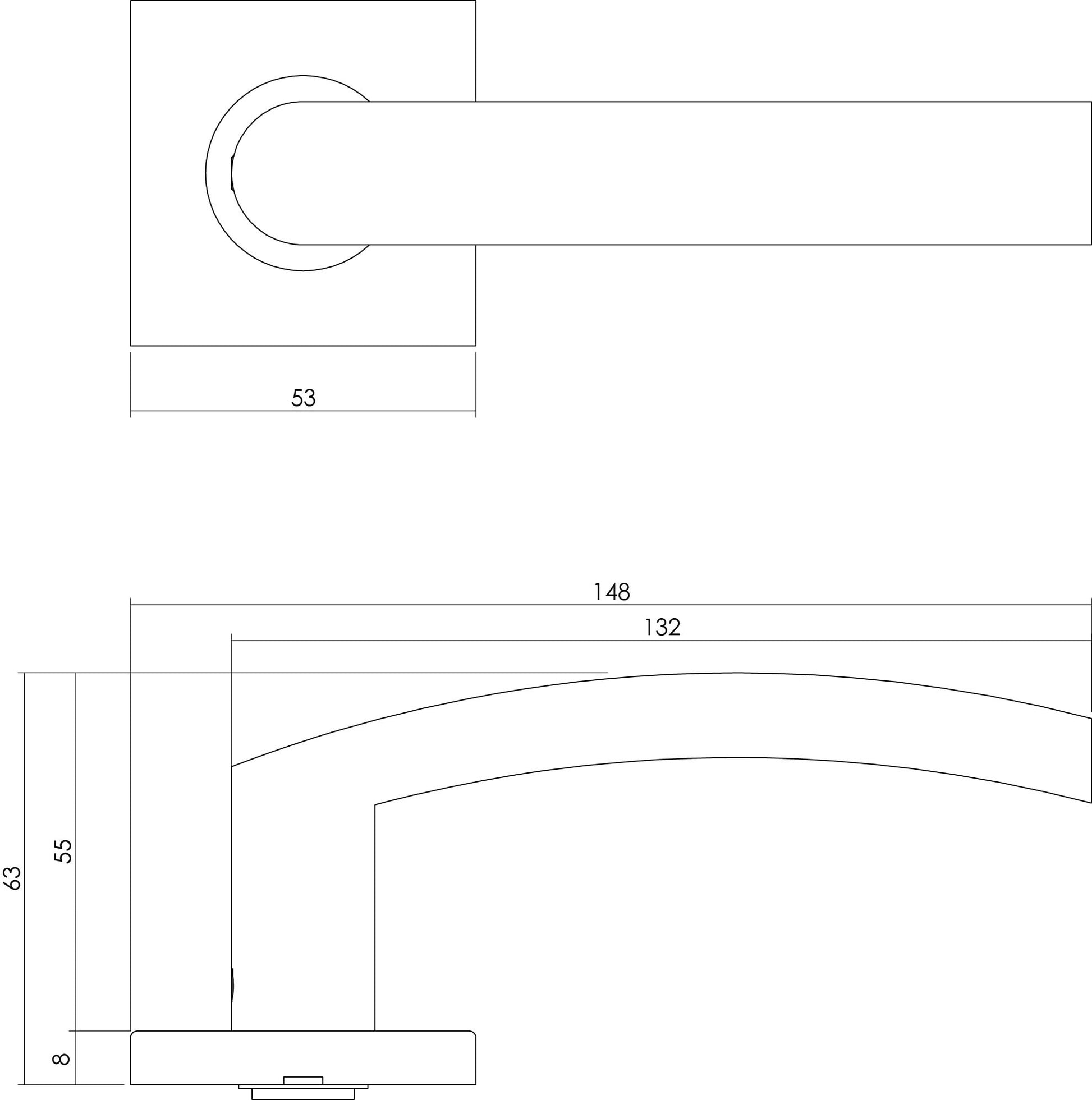 Intersteel Deurkruk Blok op vierkant rozet rvs geborsteld 1
