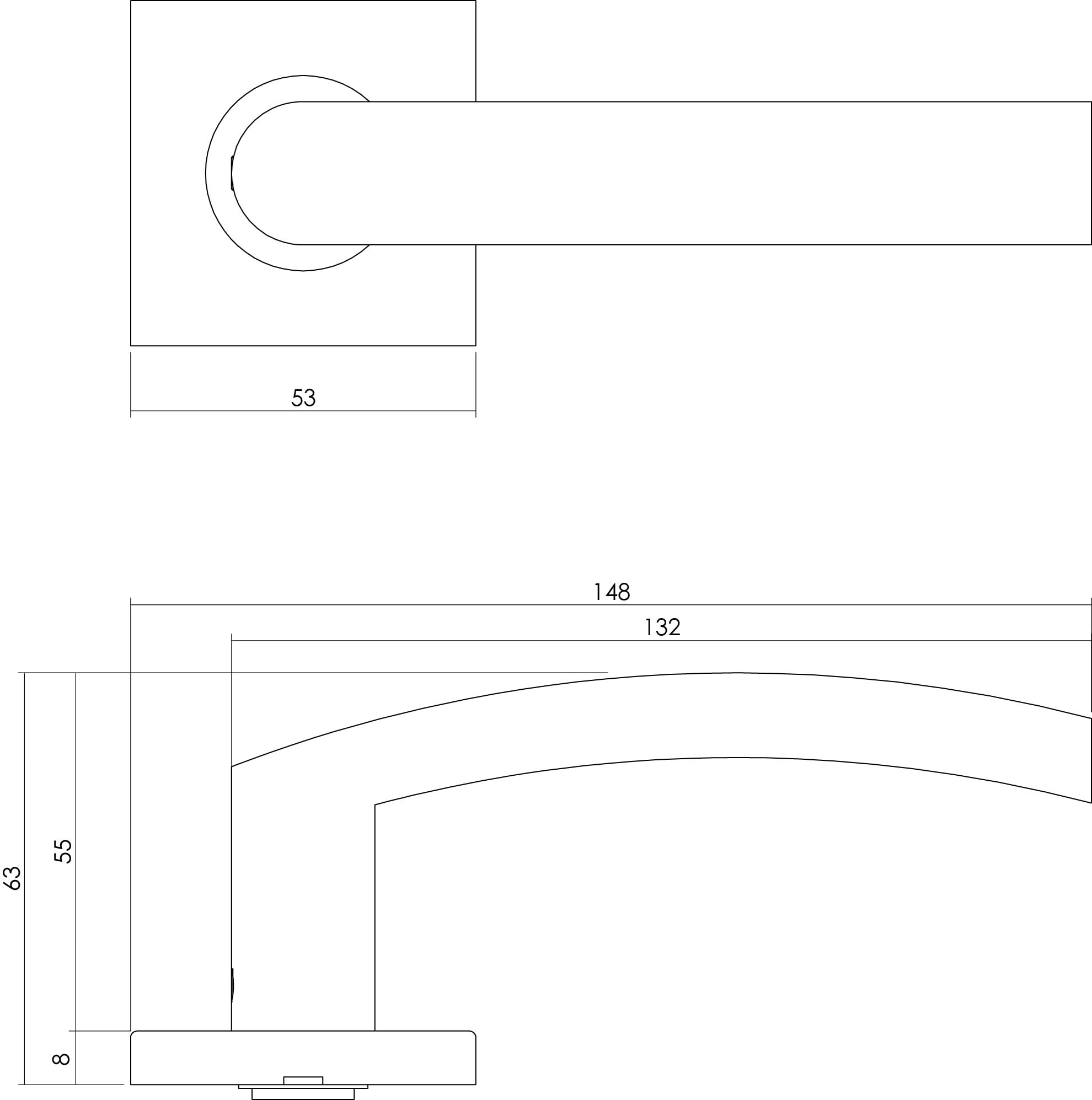 Intersteel Deurkruk Blok op vierkant rozet rvs geborsteld 1