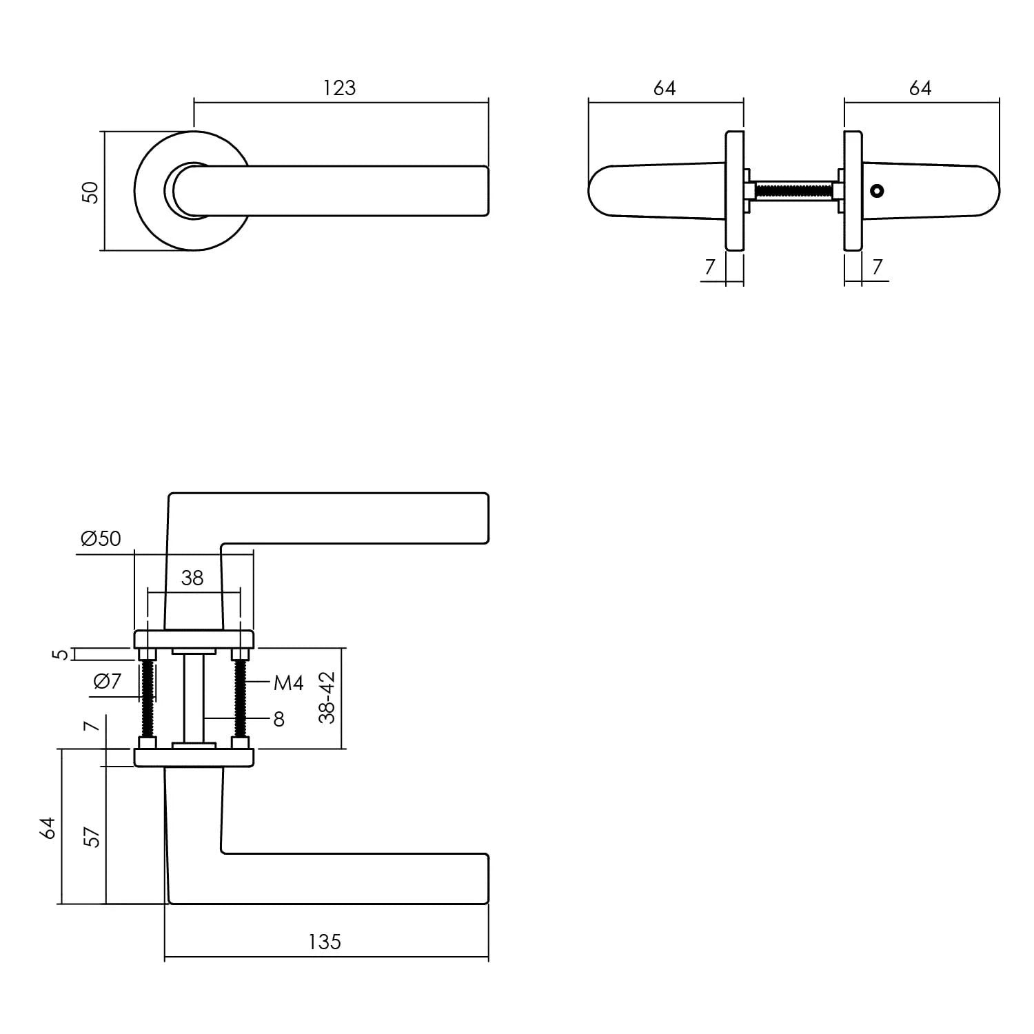 Intersteel Deurkruk Broome op rozet o50x7 mm aluminium zwart 1