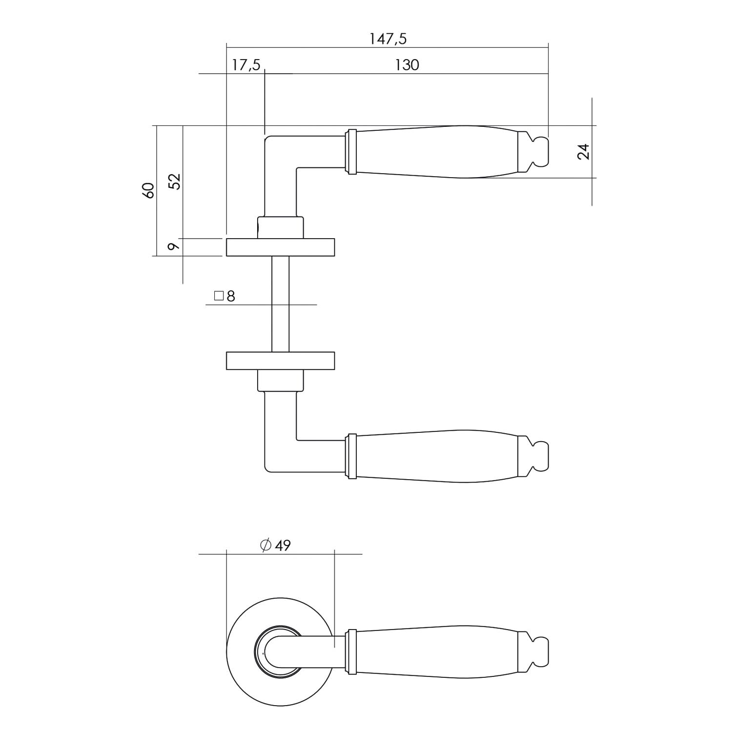 Intersteel Deurkruk Courgette met rozet o49x7mm verdekt chroom 1
