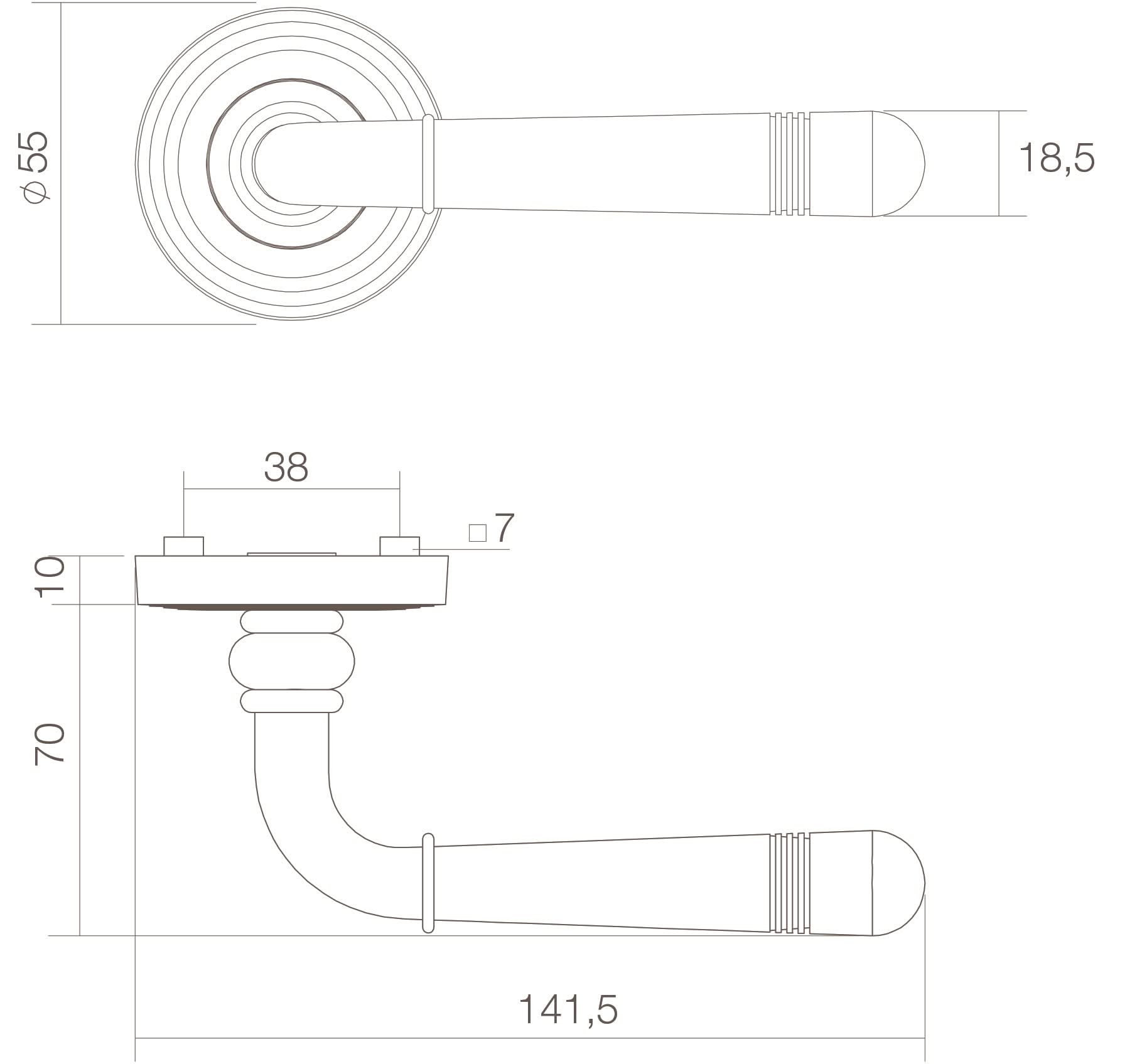 Intersteel Deurkruk Emily op rozet oud grijs 1