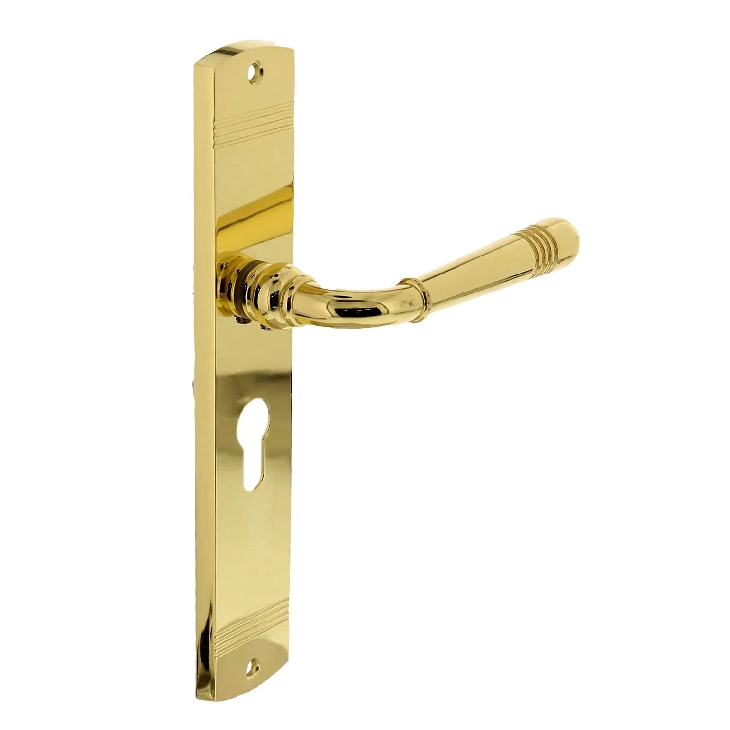 Intersteel Deurkruk Helena op schild 235x45x8 mm messing gelakt - Deurbeslag-expert