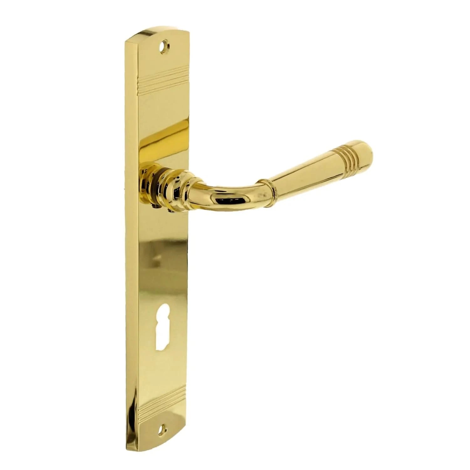 Intersteel Deurkruk Helena op schild 235x45x8 mm messing gelakt - Deurbeslag-expert