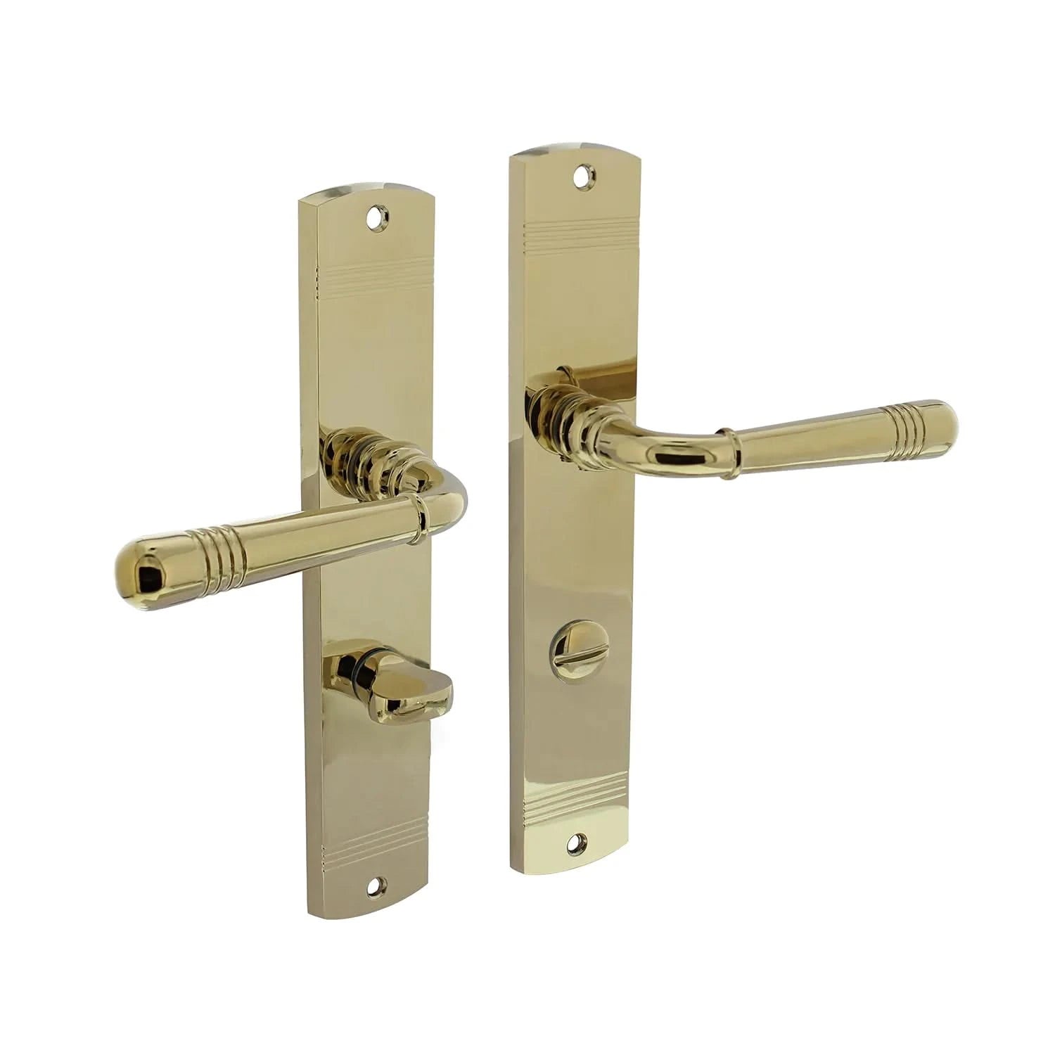 Intersteel Deurkruk Helena op schild 235x45x8 mm messing gelakt - Deurbeslag-expert