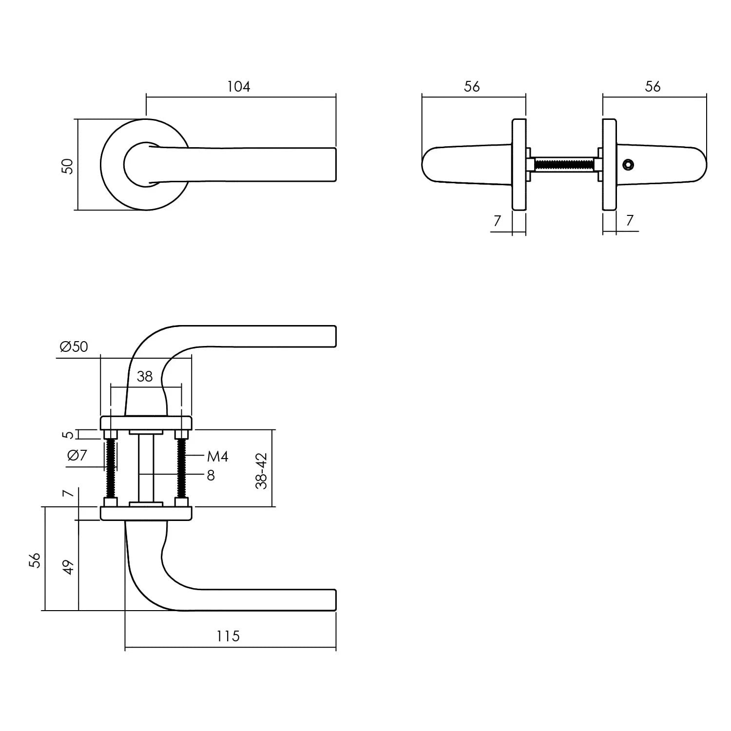Intersteel Deurkruk Eucla op rozet o50x7 mm aluminium zwart 1